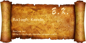 Balogh Kende névjegykártya