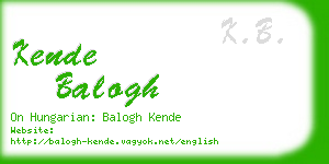 kende balogh business card